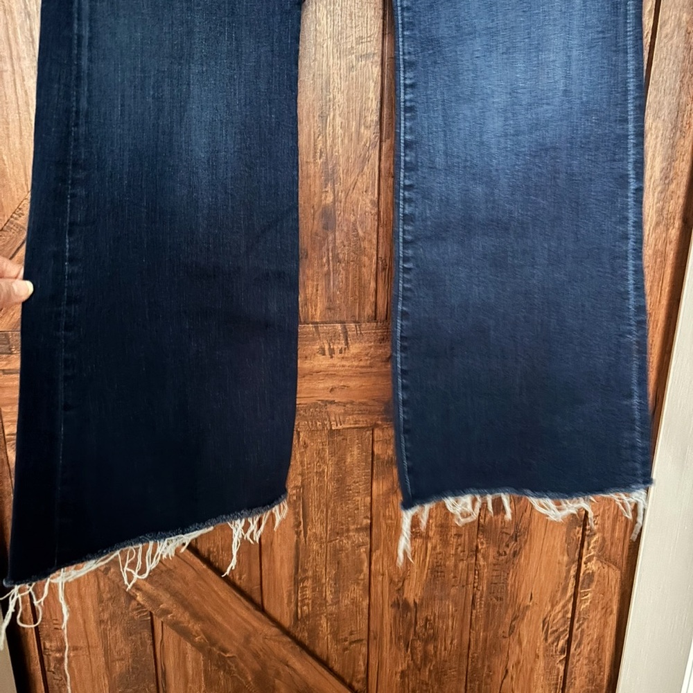 MOTHER The Weekender Fray. Dark Indigo Flare Jeans - Picture 2 of 7